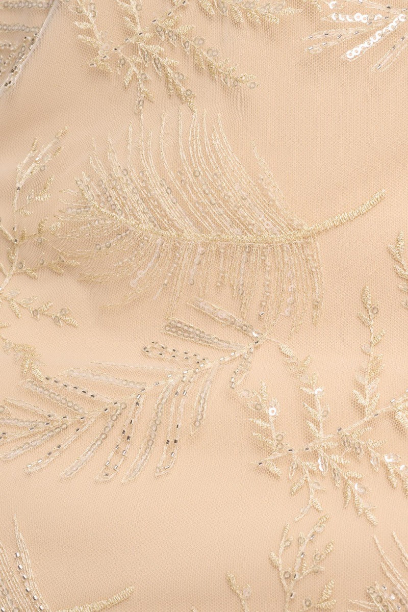 Aidan Mattox Square Neck Sleeveless Zipper Back Slit Back Feather Hem Mesh Dress | Available at Curated Brands in Los Angeles Aidan Mattox Square Neck Sleeveless Zipper Back Slit Back Feather Hem Mesh Dress | Available at Curated Brands in Los Angeles