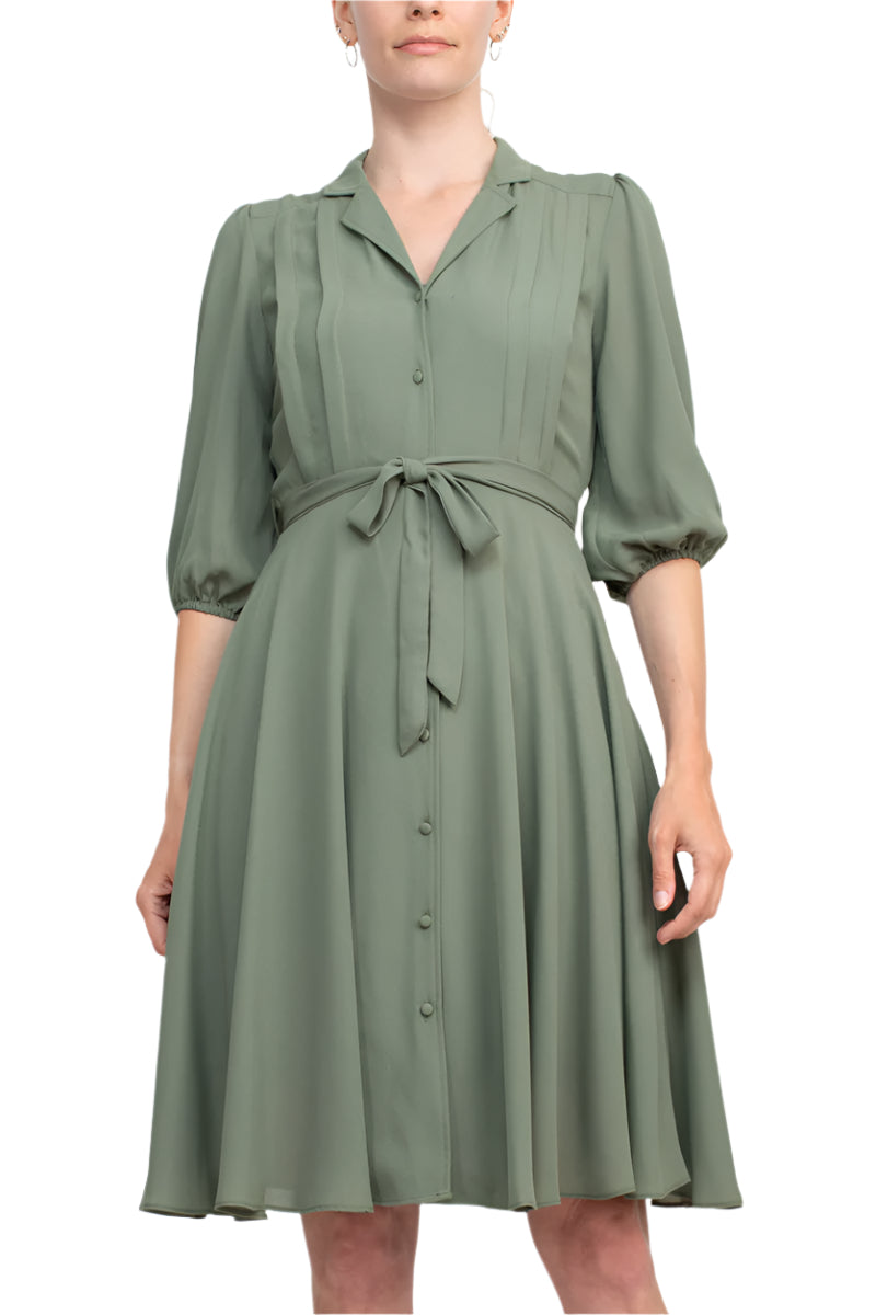 nanette lepore green dress Nanette Lepore Dress Womens Size 12 Jade Green Midi Pleated Hem Stretch Waist