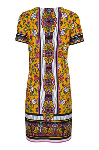 London Times V-Neck Short Sleeve Floral Print Jersey Dress